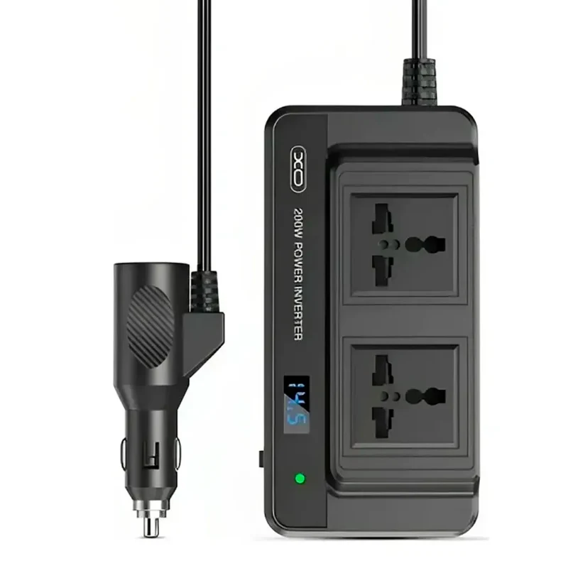 XO 🔌 CZ011 – Inversor 12V→220V 200W, 2 tomas AC + USB-C PD 20W y USB, compacto y seguro