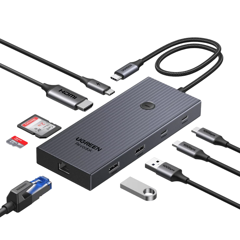 UGREEN Revodok USB-C Hub (9-Port, 10Gbps, 4K@60Hz, 100W)
