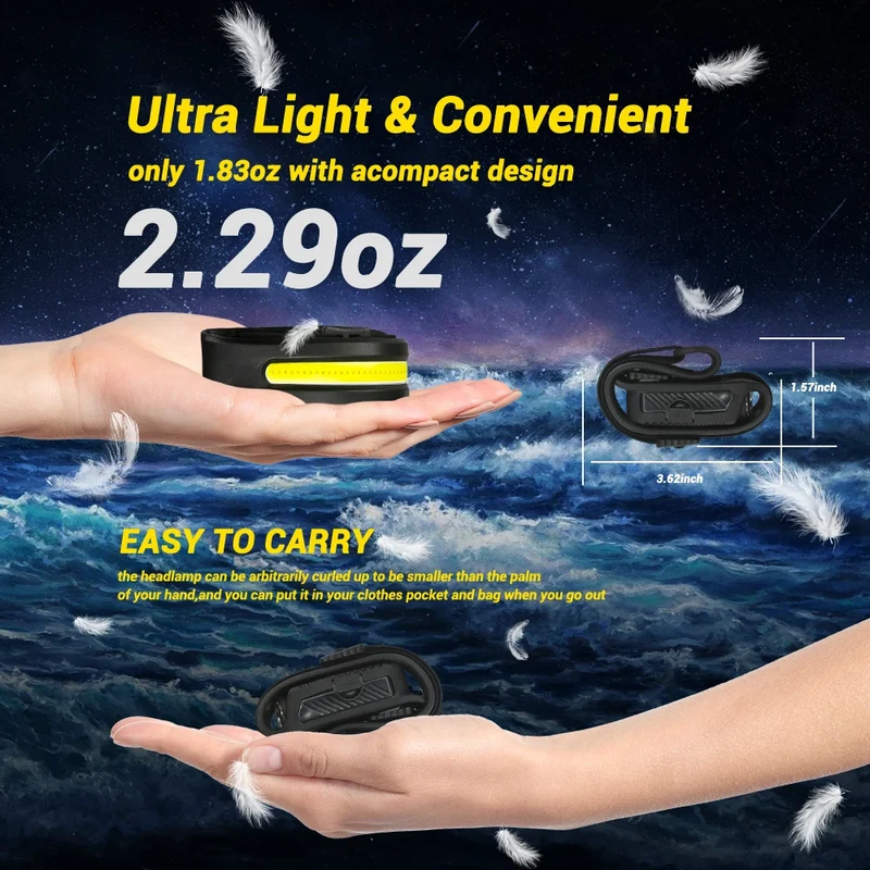 Linterna Manos Libres ⚡️ POWER LIGHT 💡 (USB con sensor de movimiento)