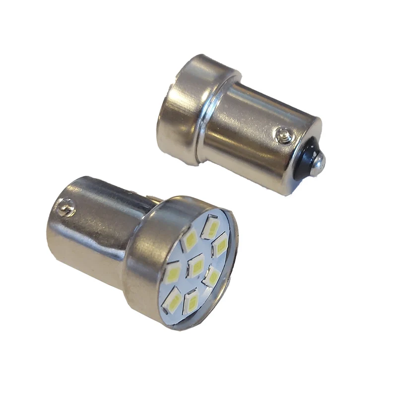 Lampara Ba15S 8 Led Blanca 1 Polo Frontal x2 Un