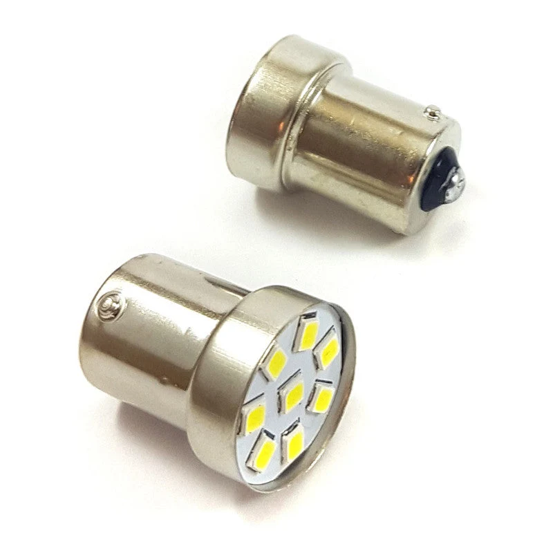 Lampara Ba15S 8 Led Blanca 1 Polo Frontal x2 Un