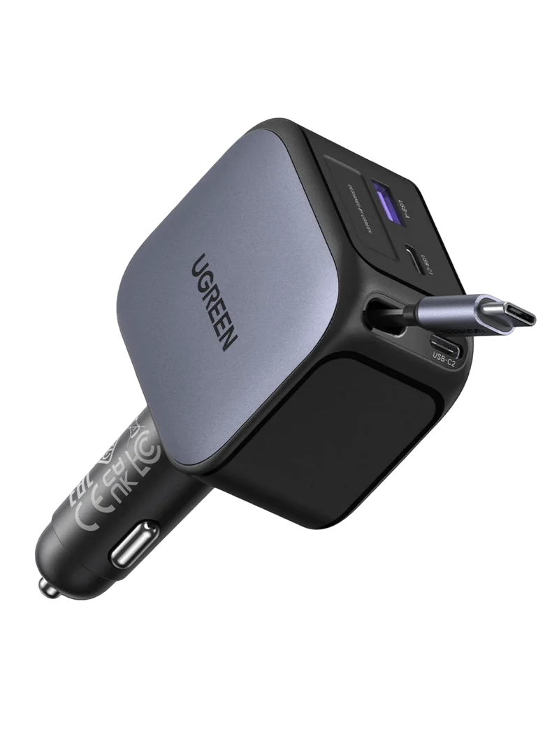 UGREEN Nexode Car Charger 145W with Retractable USB-C Cable