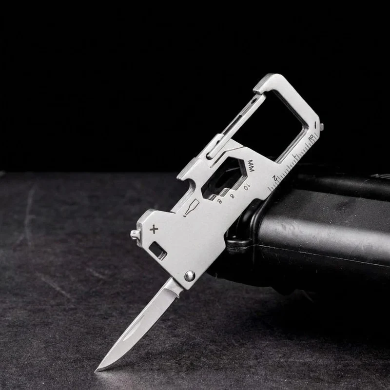 Tactical Steel EDC Folding Keychain Multi-Tool
