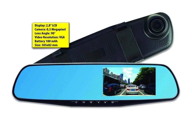 RETROVISOR CON CAMARA DISPLAY 2,8 LCD CAMARA 0,3 PIXEL