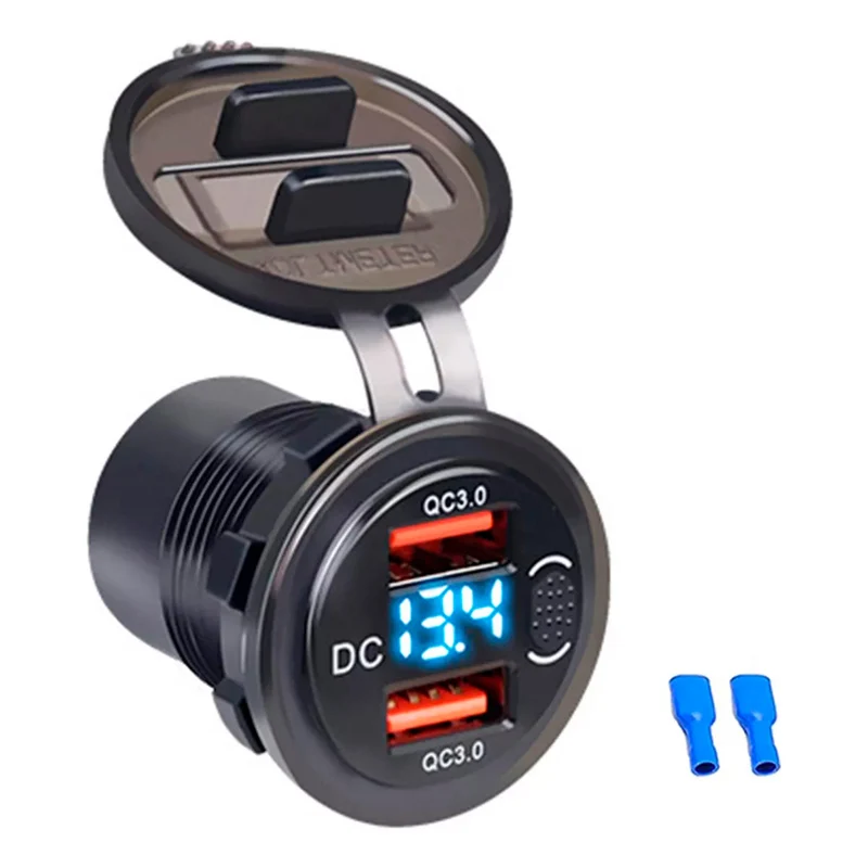 Enchufe Cargador Rapido Con Voltimetro 2 Usb Universal