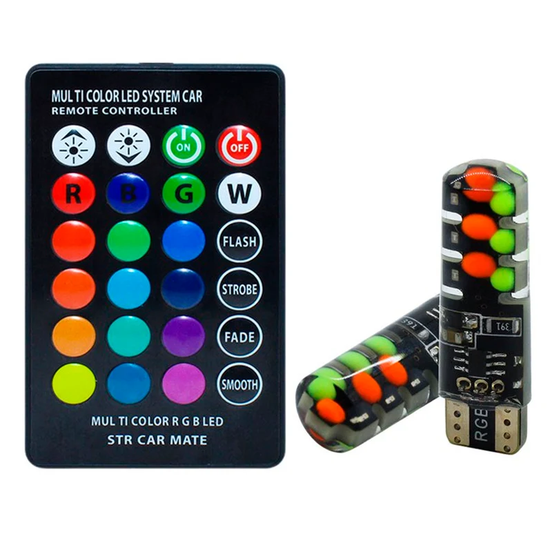 Lamparas Led T10 12 Colores C/Control Remoto Rgb